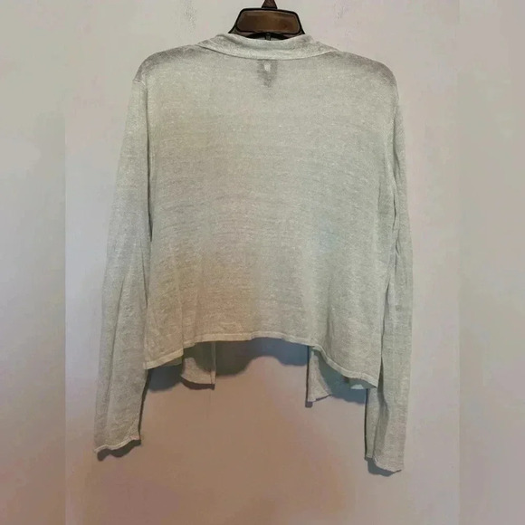 Eileen Fisher Open Linen/Silk Womens Cardigan Size Large Light green - Picture 5 of 5